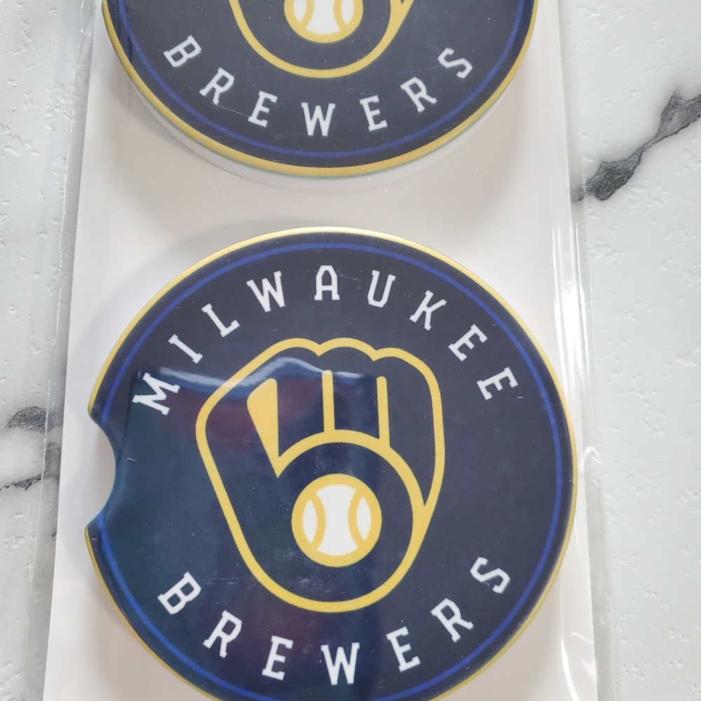 Milwaukee Brewers Set Of 2 Ceramic Car Coasters - Picture 6 of 7